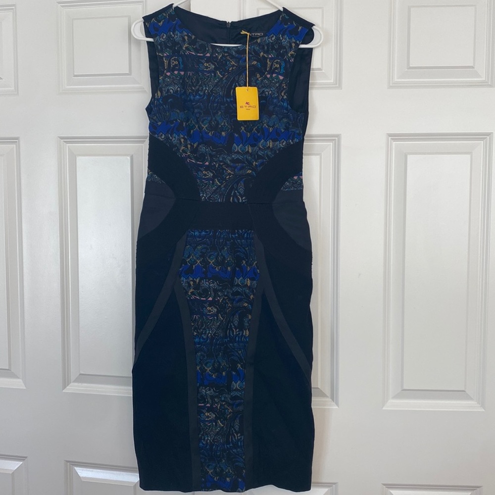 Etro Sleeveless Black and Blue Printed Dress-NWT!!!